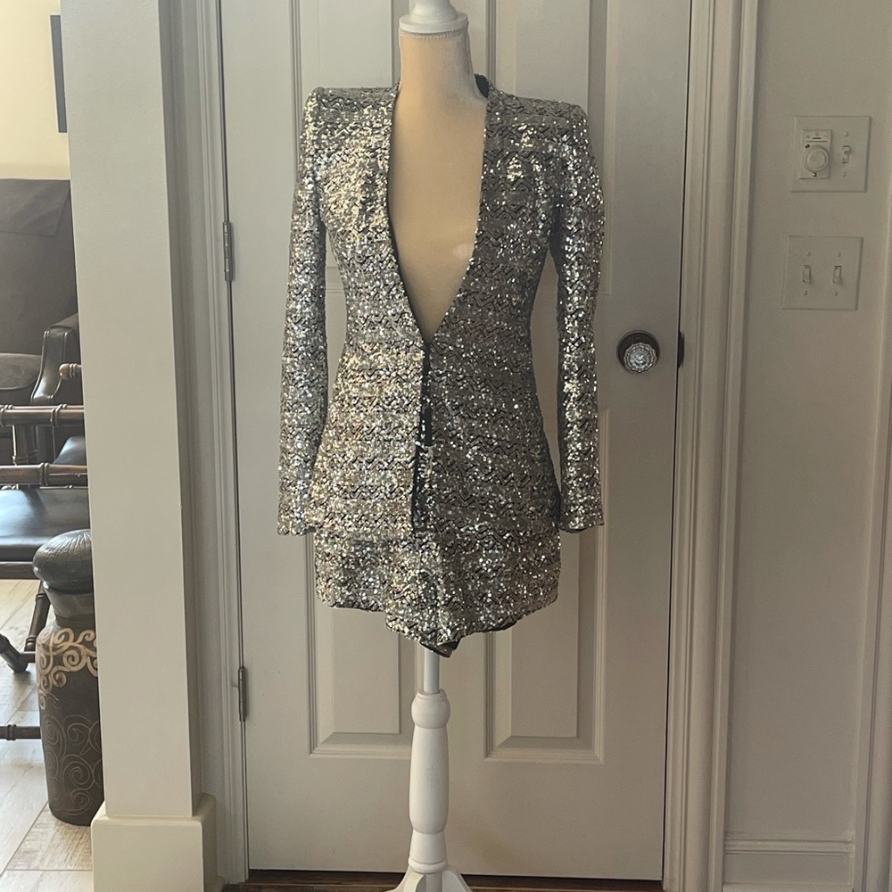 NWT gold/silver sequin XS short suit.